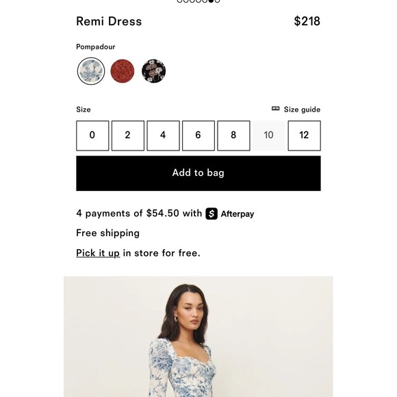 Reformation Remi Dress Pompadour Blue White Cottagecore Babydoll Mini Size 2 S - Picture 6 of 11